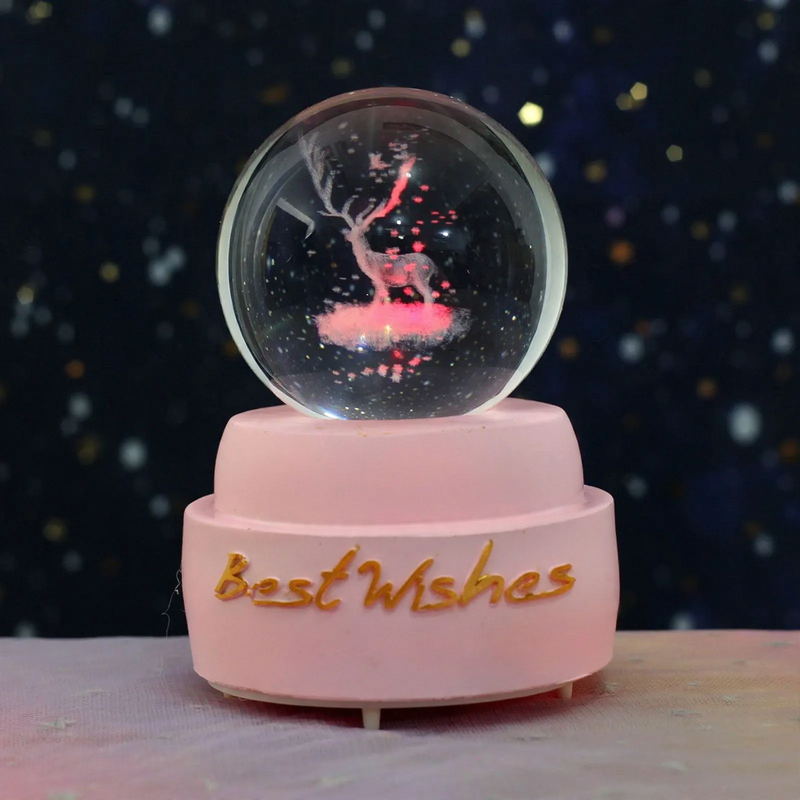 Weihnachtliche Spieluhr mit Schneekugel und Licht