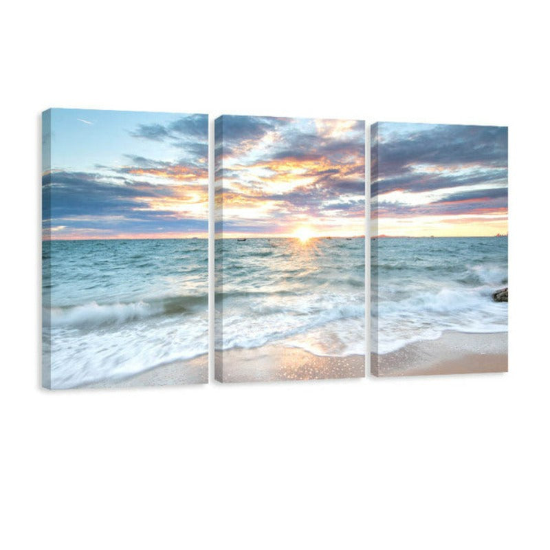 3 Stück Sonnenaufgang Strand Landschaft Poster Leinwand | Karnz