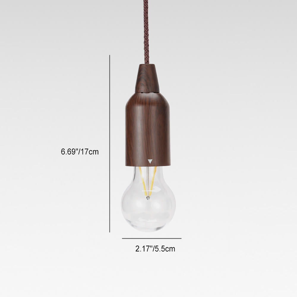 Retro-tragbare, wasserdichte, runde Kegellampe aus Holz mit Batterie-USB-Anschluss, 1-flammig, ideal für Camping und Outdoor-Aktivitäten