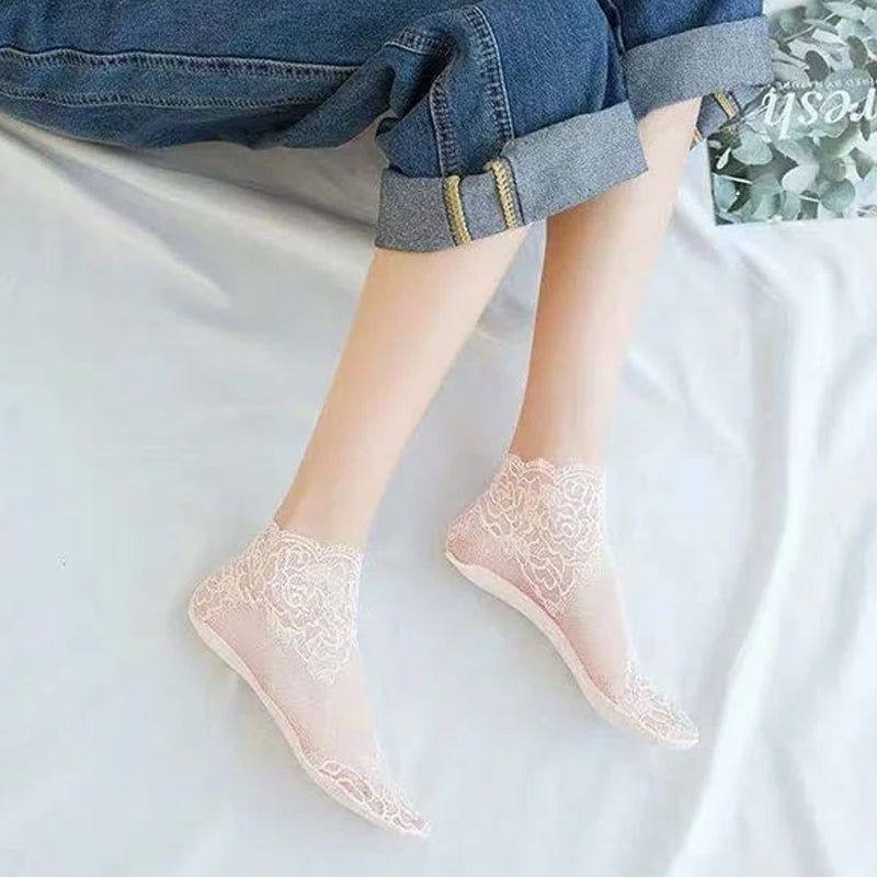 Neue Damenmode Spitzensocken