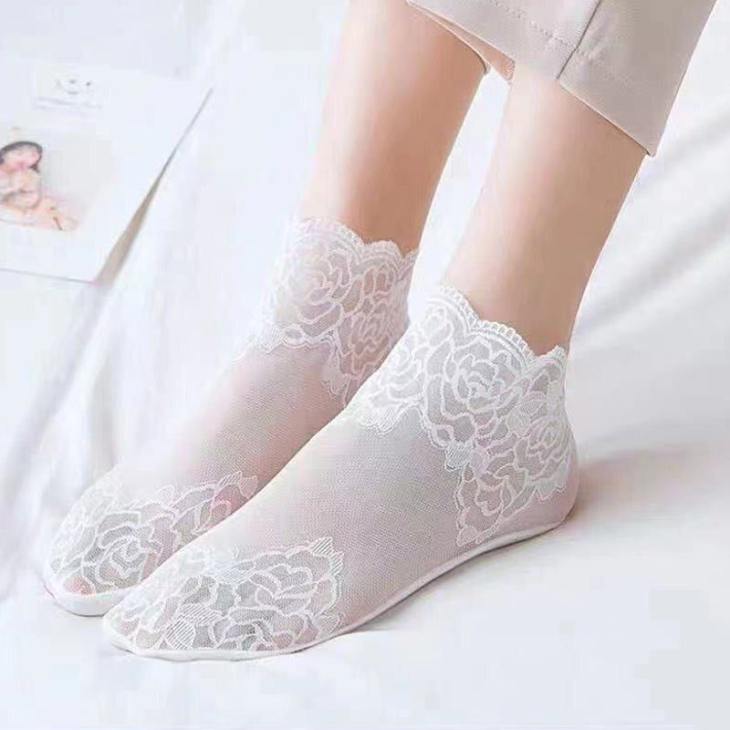 Neue Damenmode Spitzensocken