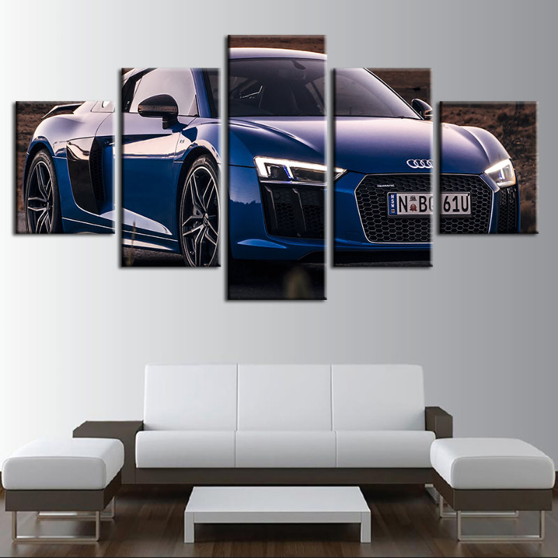 5-teiliges Close Up Blau Metallic Auto - Leinwand Wandkunst Gemälde