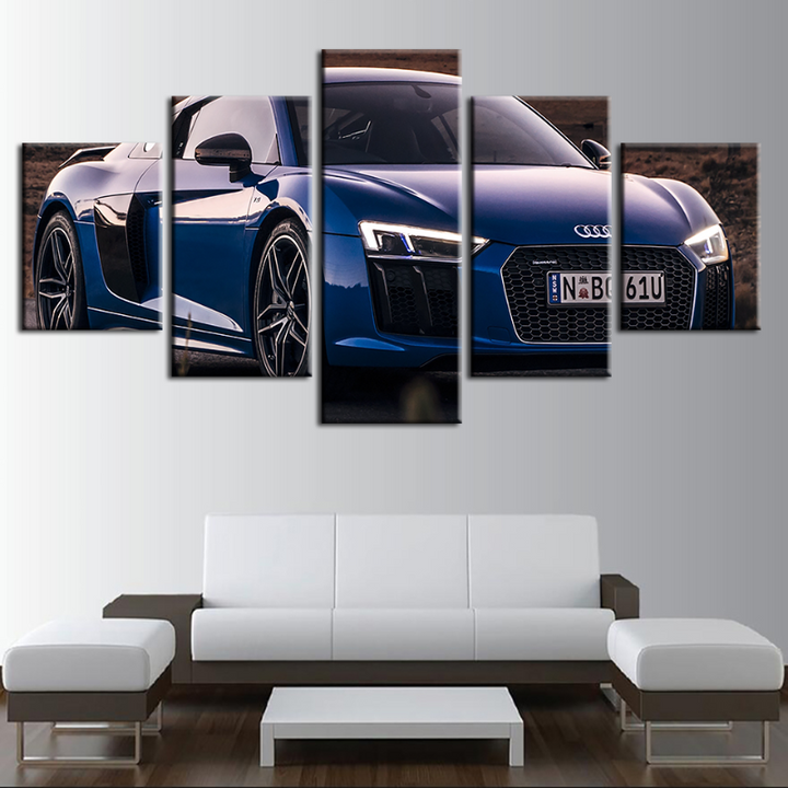 5-teiliges Close Up Blau Metallic Auto - Leinwand Wandkunst Gemälde