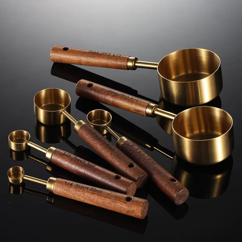 MeasureWood Messlöffel und Messbecher Set Edelstahl Eiche 8-teilig | Karnz