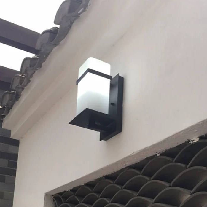 Moderne chinesische quadratische Außen wasserdichte 1-Licht Wandleuchte | Karnz