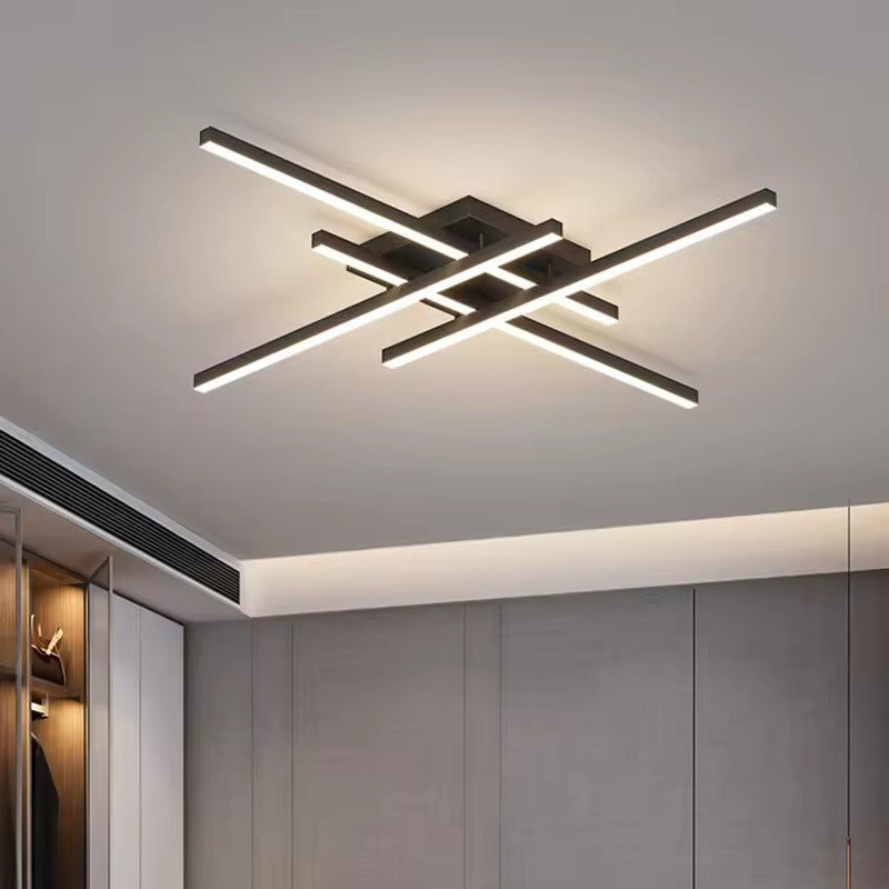 Moderne lineare 4-Kopf LED-Deckenleuchte (dimmbar, Weiß oder Schwarz)