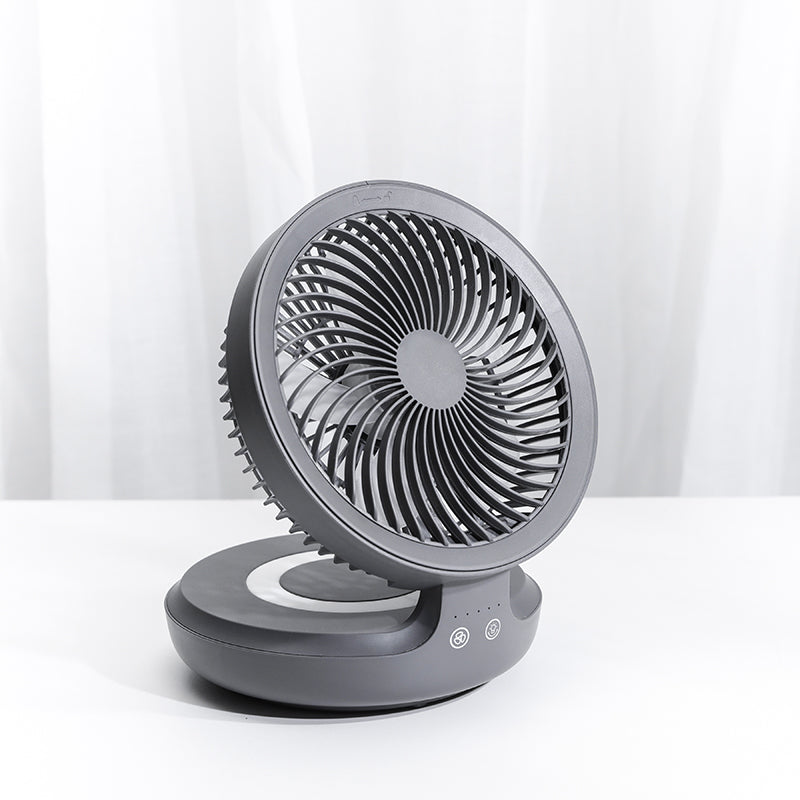 Wiederaufladbarer zusammenklappbarer Tischventilator, mit vier Modi, Nachtlicht und verstellbarem Winkel, für Studium, Schlaf, Arbeit und im Freien | Karnz