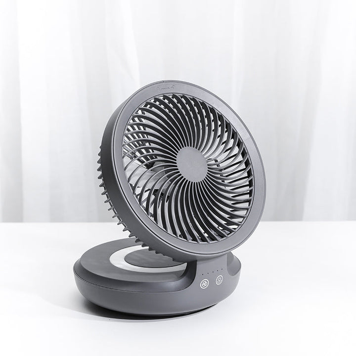 Wiederaufladbarer zusammenklappbarer Tischventilator, mit vier Modi, Nachtlicht und verstellbarem Winkel, für Studium, Schlaf, Arbeit und im Freien | Karnz