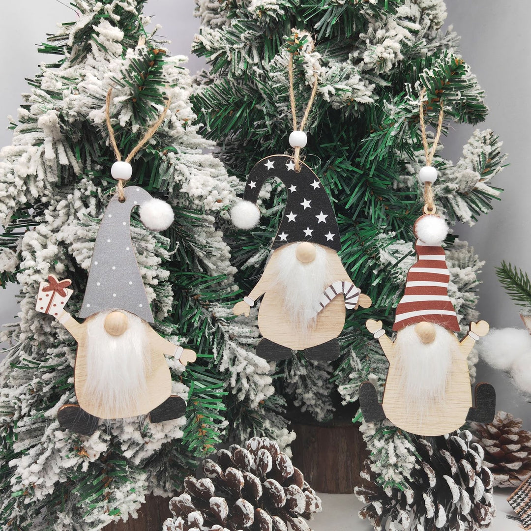 Holz-Weihnachtsanhänger Wichtel-Figuren