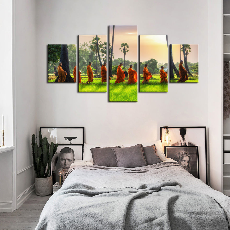Morgen Spaziergang 5 Stück - Leinwand Wandkunst Malerei