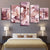 5-teiliges Lichtrosa Blumen - Leinwand Wandkunst Gemälde