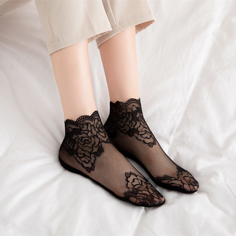 Neue Damenmode Spitzensocken