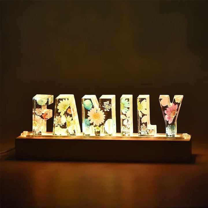 Sandsberg | Harz-Blumen-Nachtlicht | LED-Deko-Lampe in Buchstabenform