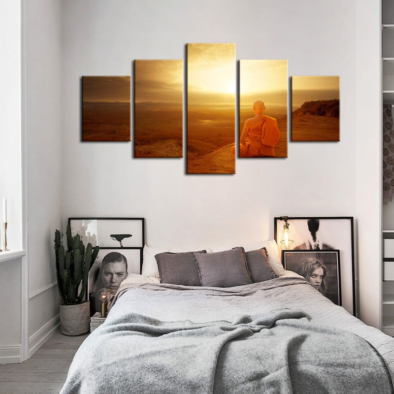 5-teilige ruhige Klippensonnenuntergang - Leinwand Wandkunst Malerei