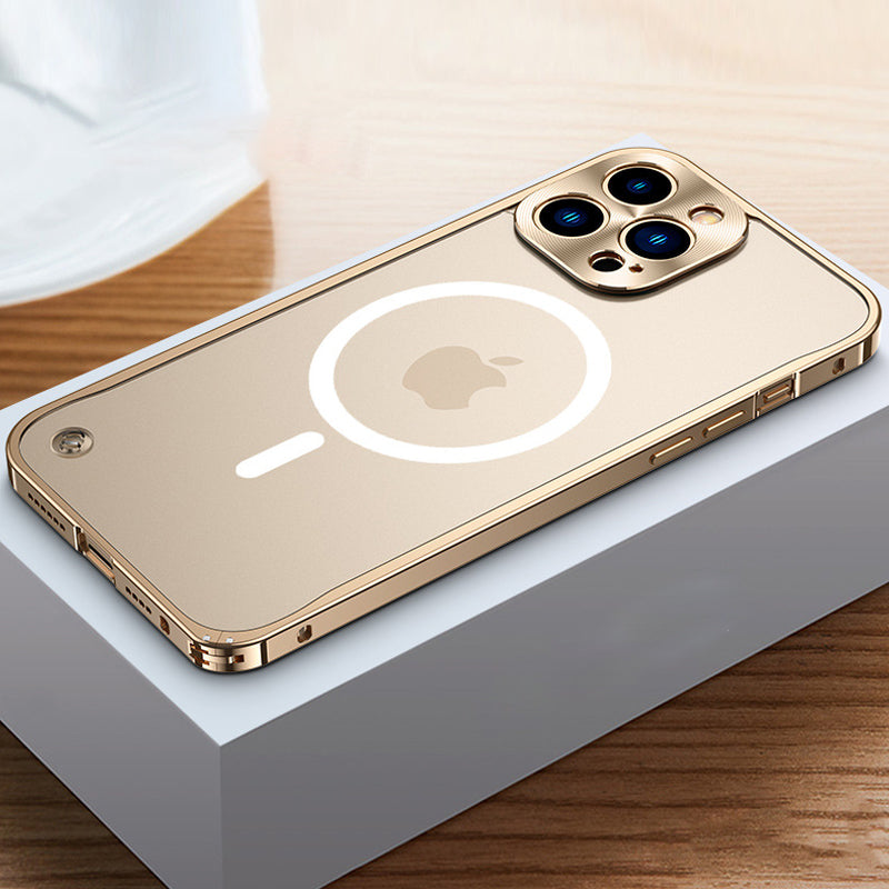 Magnetische Ladehülle mit Metallrahmen für iPhone
