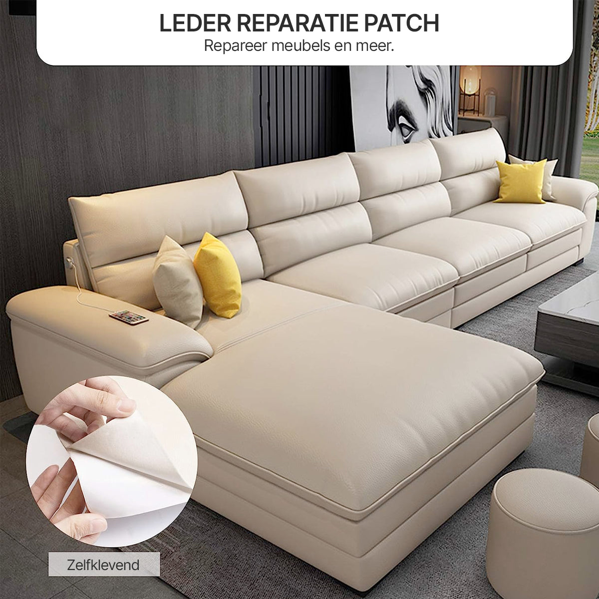 ReviLeer Selbstklebender PU-Leder-Patch – wasserdichter Reparaturpatch für Möbel | Karnz