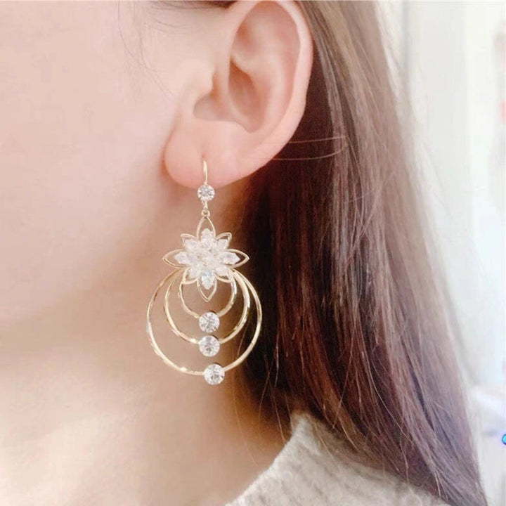 Kristall Lotus Drei Ring Ohrringe Karnz