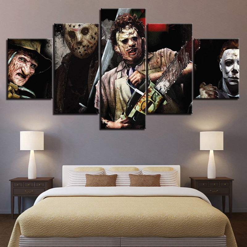 5 Teile Iconic Monster und Killer - Leinwand Wandkunst Gemälde