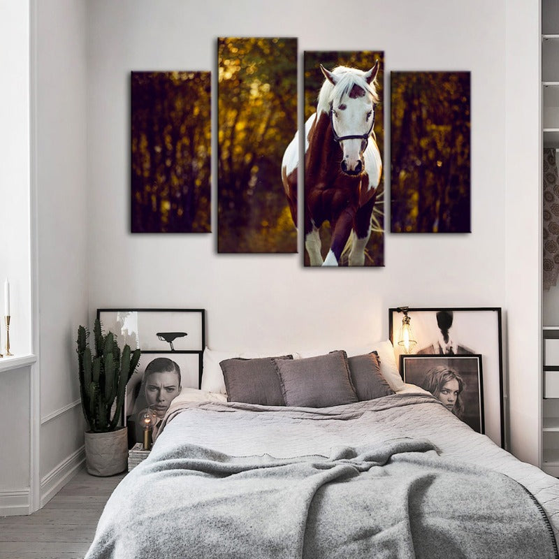 4 Stück Courtly Overo Pferd - Leinwand Wandkunst Malerei