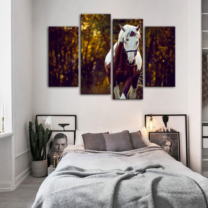 4 Stück Courtly Overo Pferd - Leinwand Wandkunst Malerei