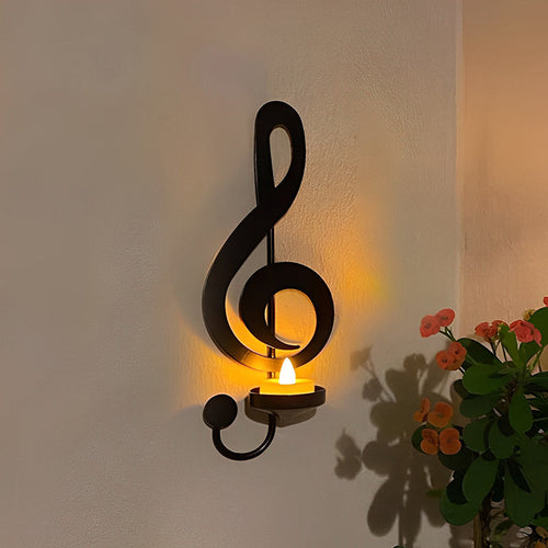 Schwarze musikalische Note Wandlampe | Karnz