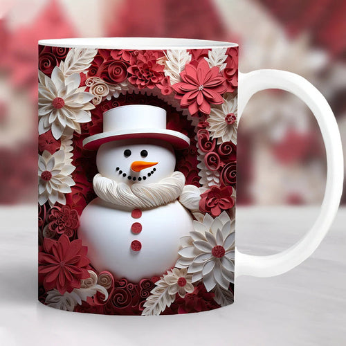 3D Schneemann Keramiktasse - Lustiges Weihnachtsgeschenk | Karnz