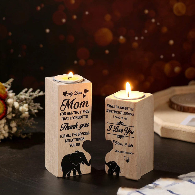 Smile A Lot More - Holz Teelichthalter mit Kerze Geschenk für Ihre Lieben | Karnz