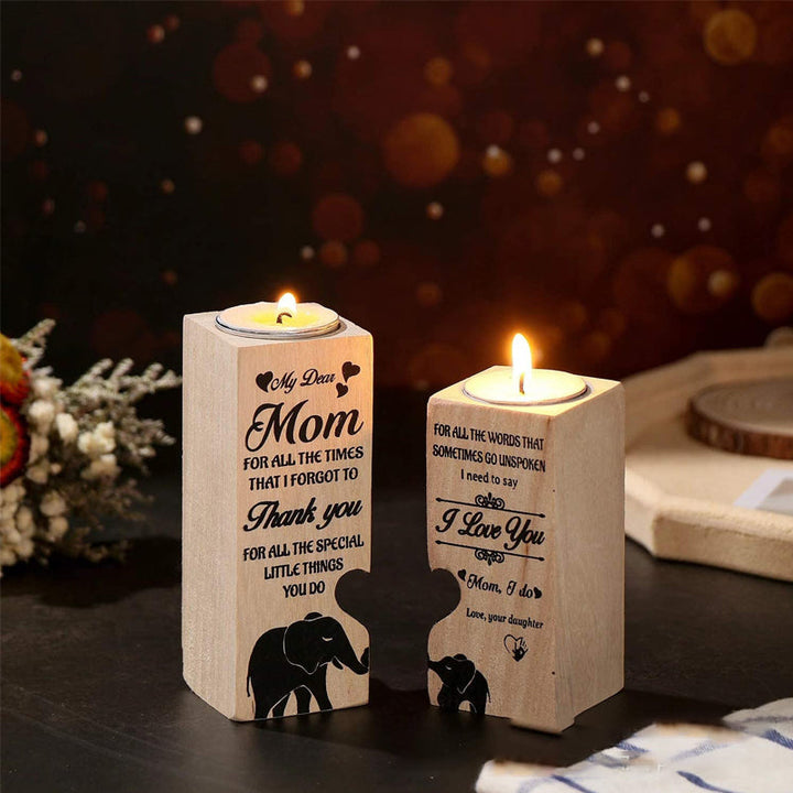 Smile A Lot More - Holz Teelichthalter mit Kerze Geschenk für Ihre Lieben | Karnz