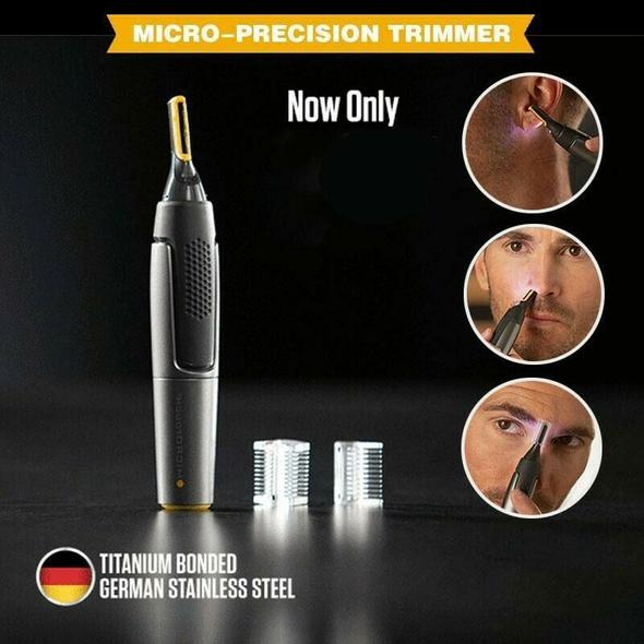 Karnz | Professional Ultradünner Präzisionstrimmer | Titan-Edelstahl-Klingen | Integriertes LED-Licht | Mikro-Oszillations-Technologie | Für Nase, Ohren & Konturen