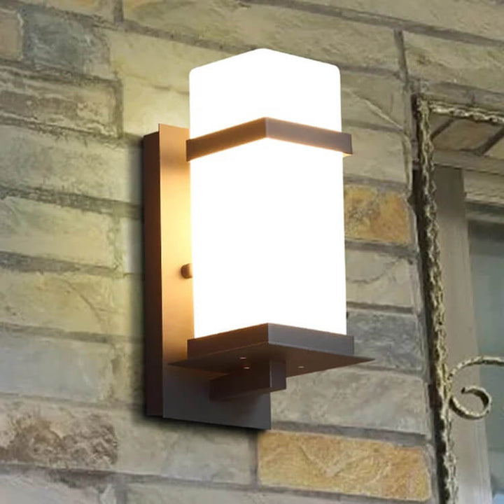 Moderne chinesische quadratische Außen wasserdichte 1-Licht Wandleuchte | Karnz