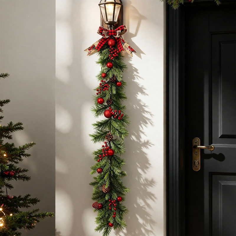 Dekorativer Weihnachtskranz mit Tannennadeln und Tannenzweigen