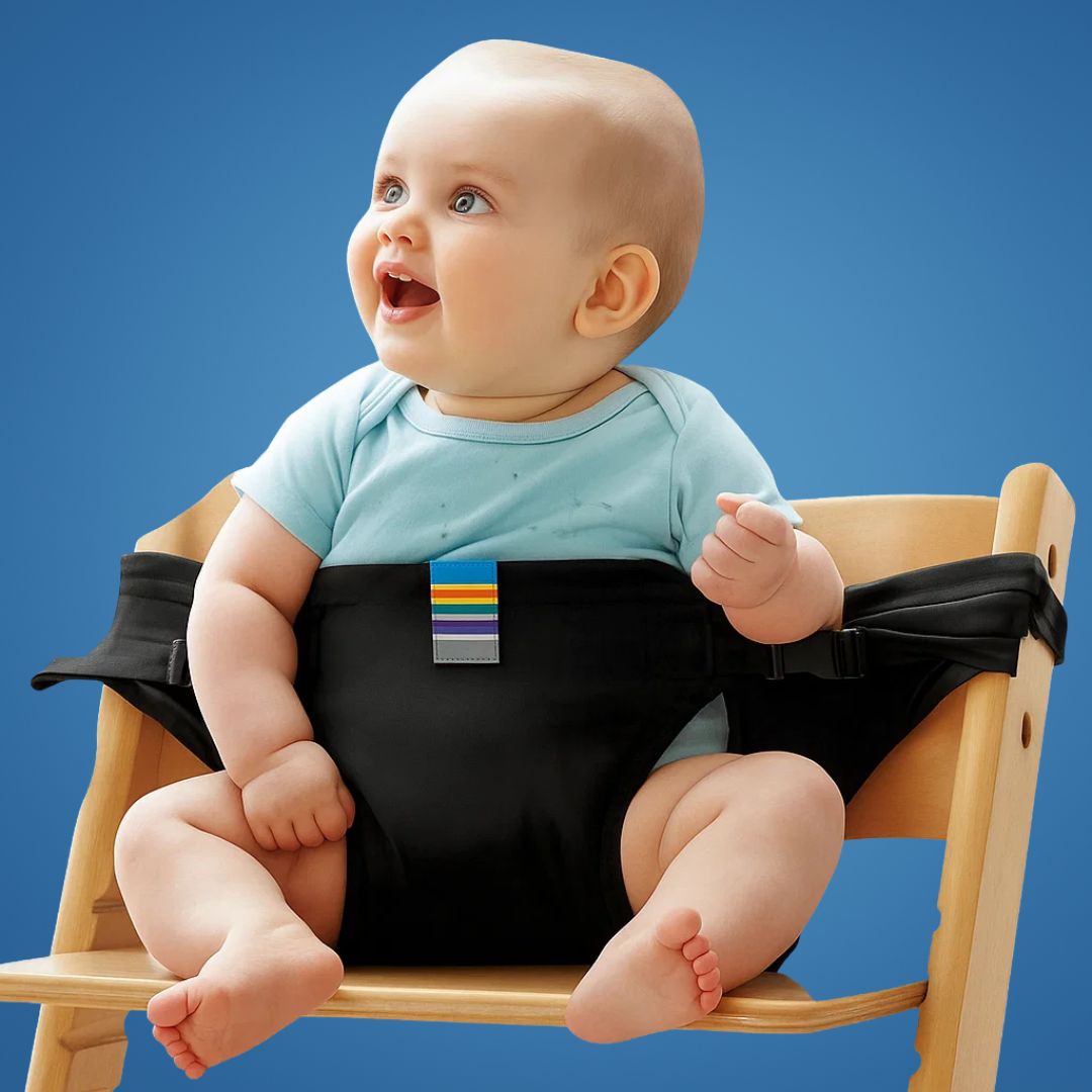SeatGuard | Kindersitzgurt – Sicherer verstellbarer Sitz – Atmungsaktiver Baumwollstoff – Tragbare Sicherheitslösung zum Essen für reisende Eltern Karnz