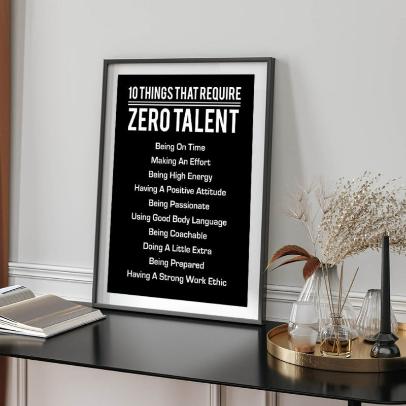 10 Dinge, die kein Talent erfordern Poster Leinwandmalerei Wand | Karnz