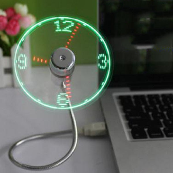 Flexibler & Anpassbarer LED USB Softventilator mit verborgener Uhranzeige | Karnz