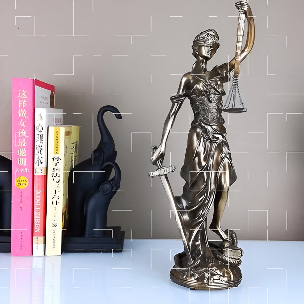 Standbild von Godin von der Gerechtigkeit – Eine elegante dekorative Skulptur von Justitia