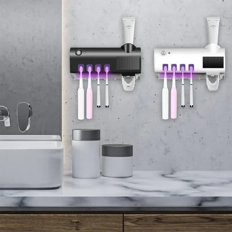 Karnz | Smart UV-Licht Sterilisator Zahnbürstenhalter, Wandmontage Zahnpastaspender