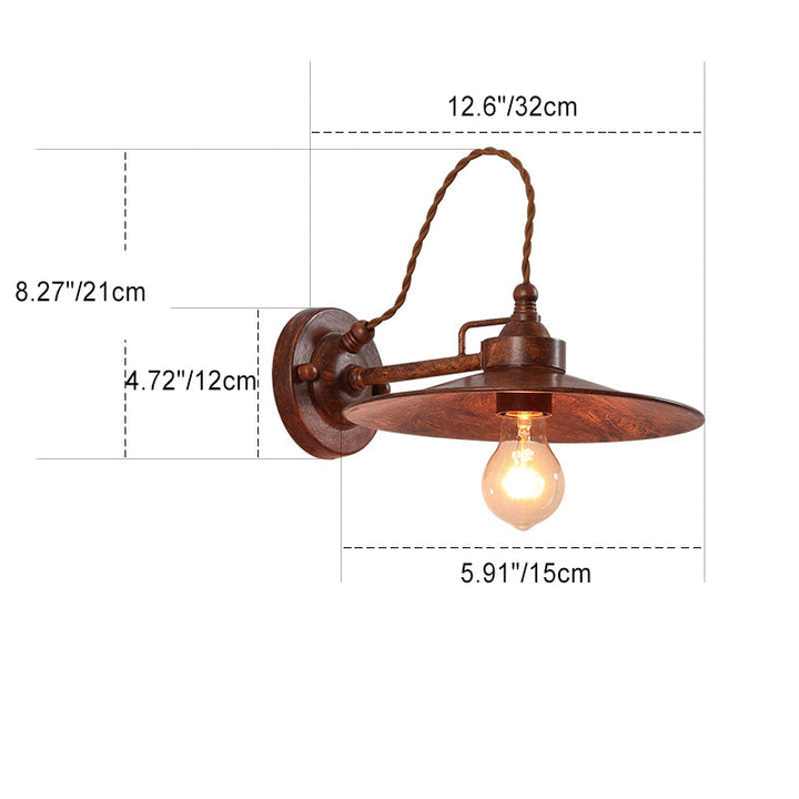 Zeitgenössische industrielle wasserdichte Metallplatten-Schüssel 1-Licht Wandleuchte Lampe für Außenpatio | Karnz