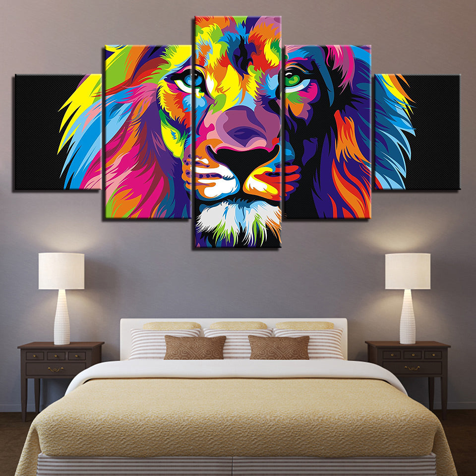 Farbenfroher Löwe - Leinwand Wandkunst Gemälde