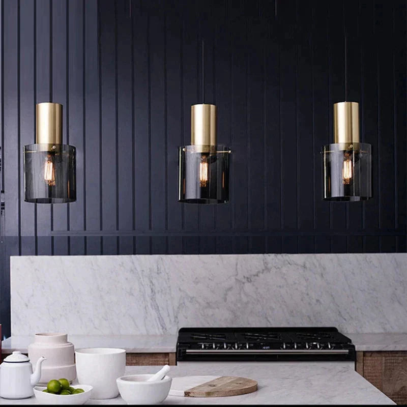 Moderne Pendelleuchte mit Rauchglas – E14-Fassung
