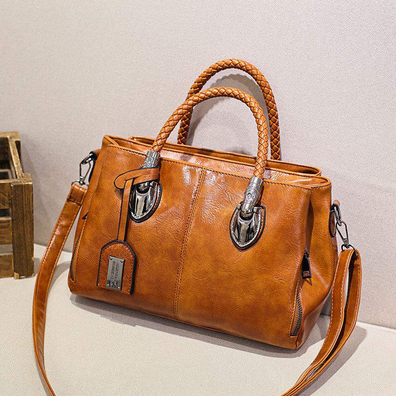 Neue Handtaschen aus Ölwachsleder Boston, große Tragetasche aus weichem Leder | Karnz