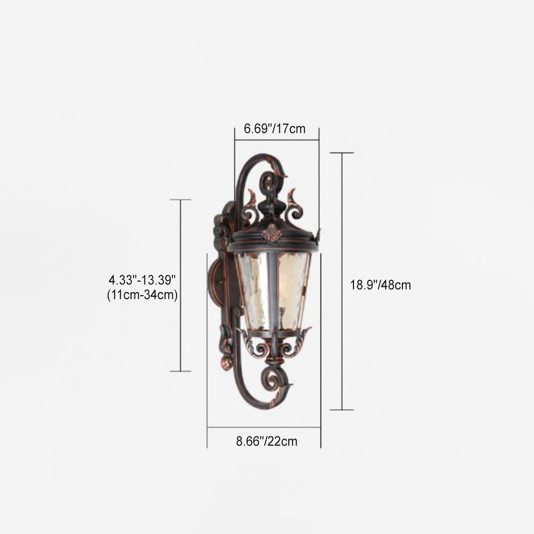 Traditionelle europäische wasserdichte Aluminium-Glas-Zylinder 1-Licht Wandleuchte für den Außenbereich | Karnz