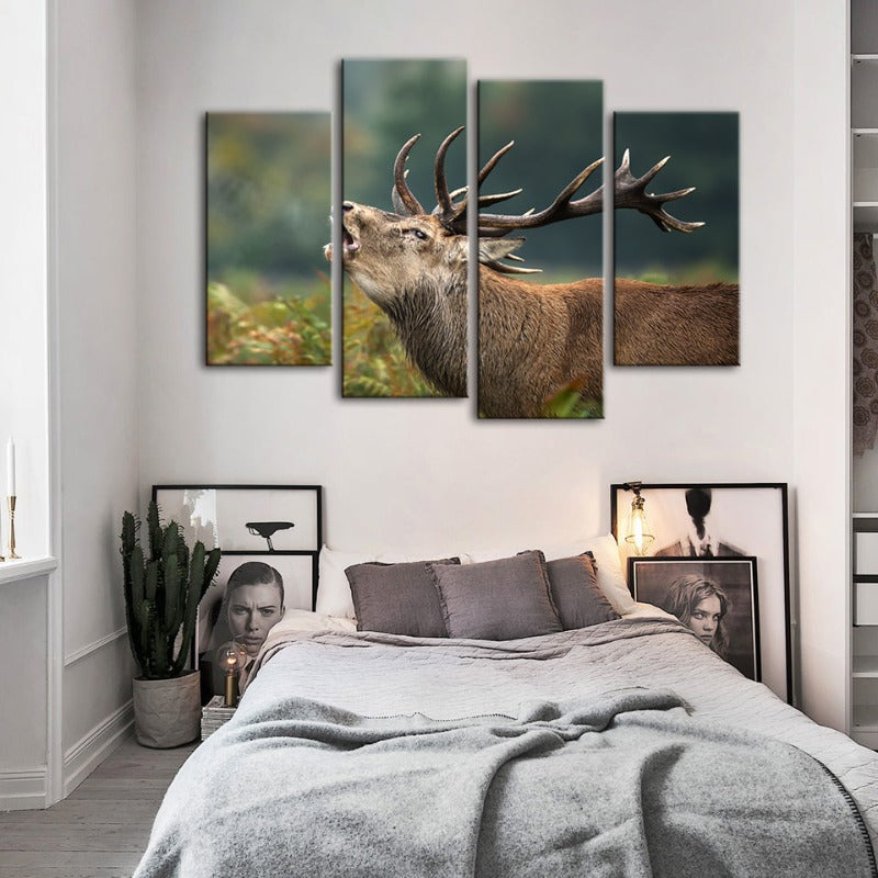4 Stück Blökende Elch - Leinwand Wandkunst Malerei | Karnz