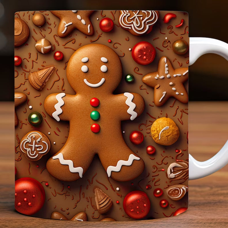 3D Weihnachts-Gingerman Keramik Kaffeetasse | Karnz