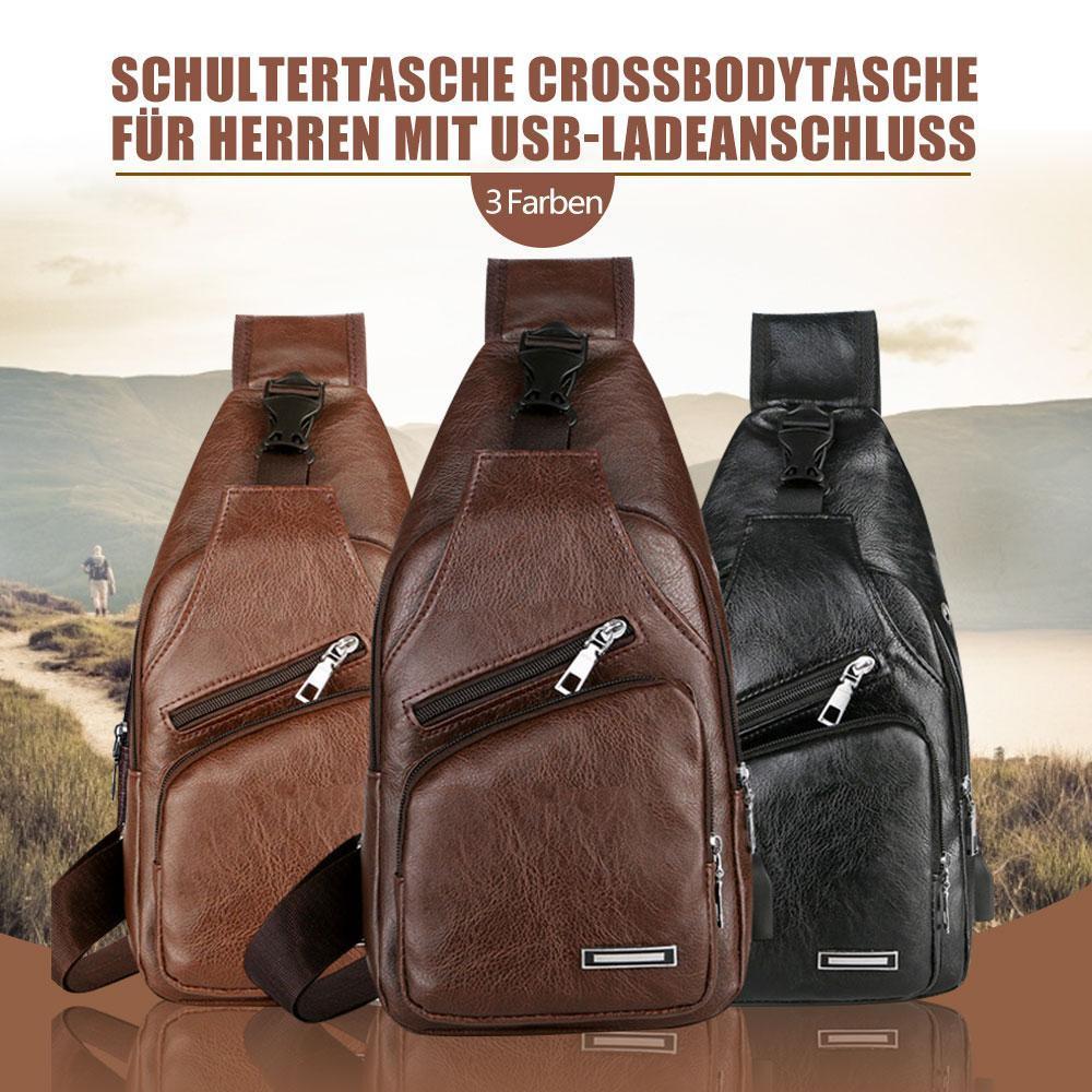 Schultertasche Crossbodytasche für Herren mit USB-Ladeanschluss | Karnz