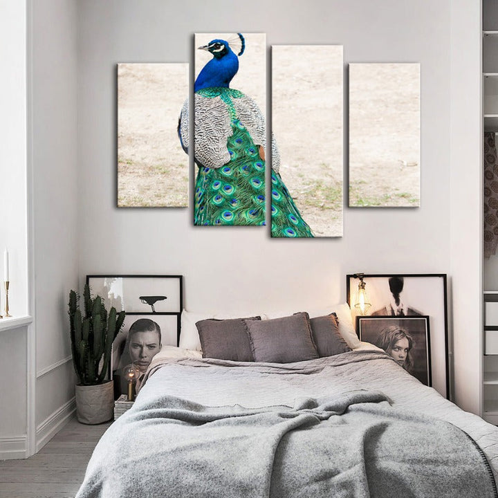 4-teilige Rock Elegante Pfau - Leinwand Wandkunst Malerei