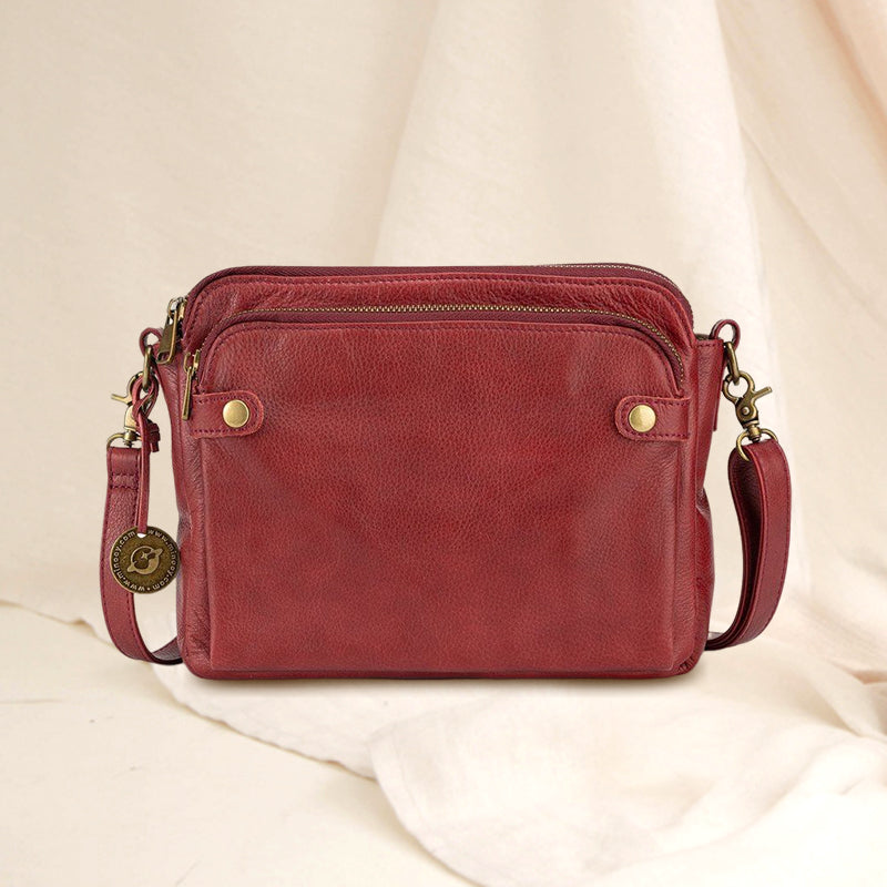 Dreilagige Leder-Umhängetasche, Schultertasche & Clutch