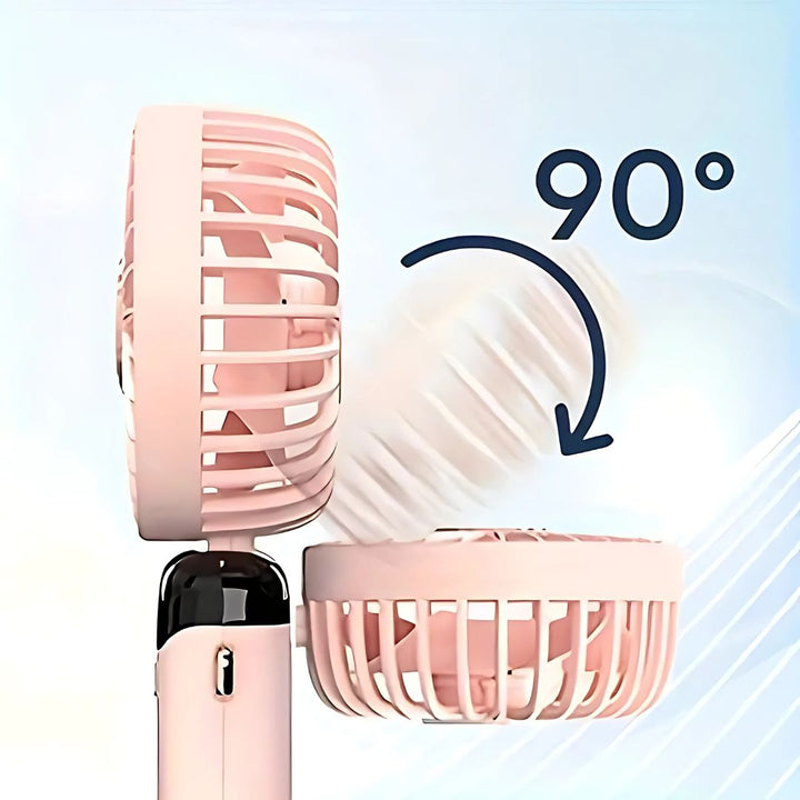Wiederaufladbarer Handheld Mini Ventilator | 5-Geschwindigkeits, 90-Grad verstellbar & leise für Büro, Zuhause & Außenbereich | Karnz