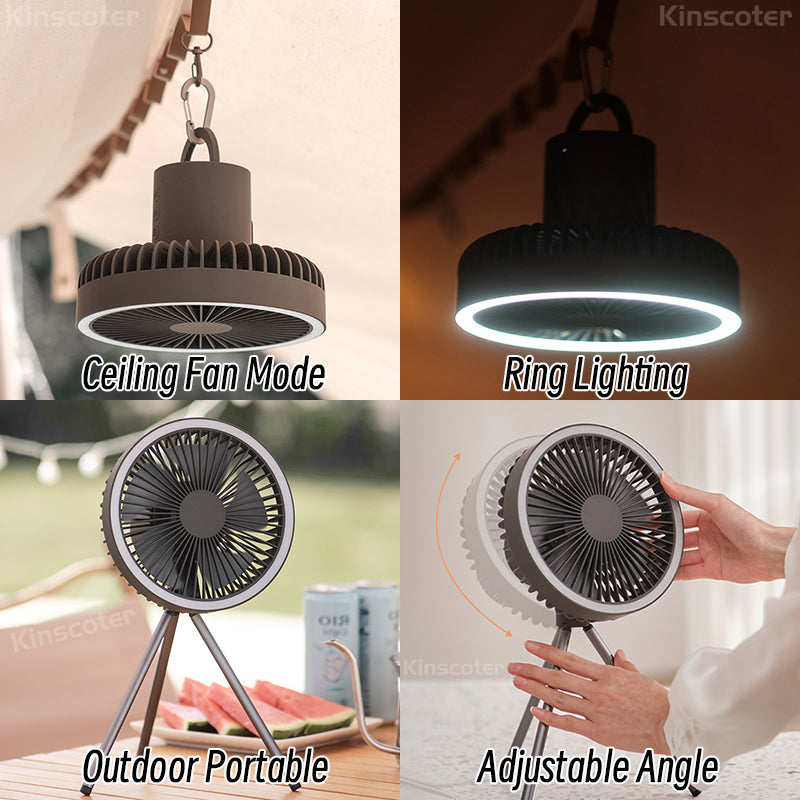 Tragbarer wiederaufladbarer Ventilator mit LED und integriertem Powerbank | Karnz