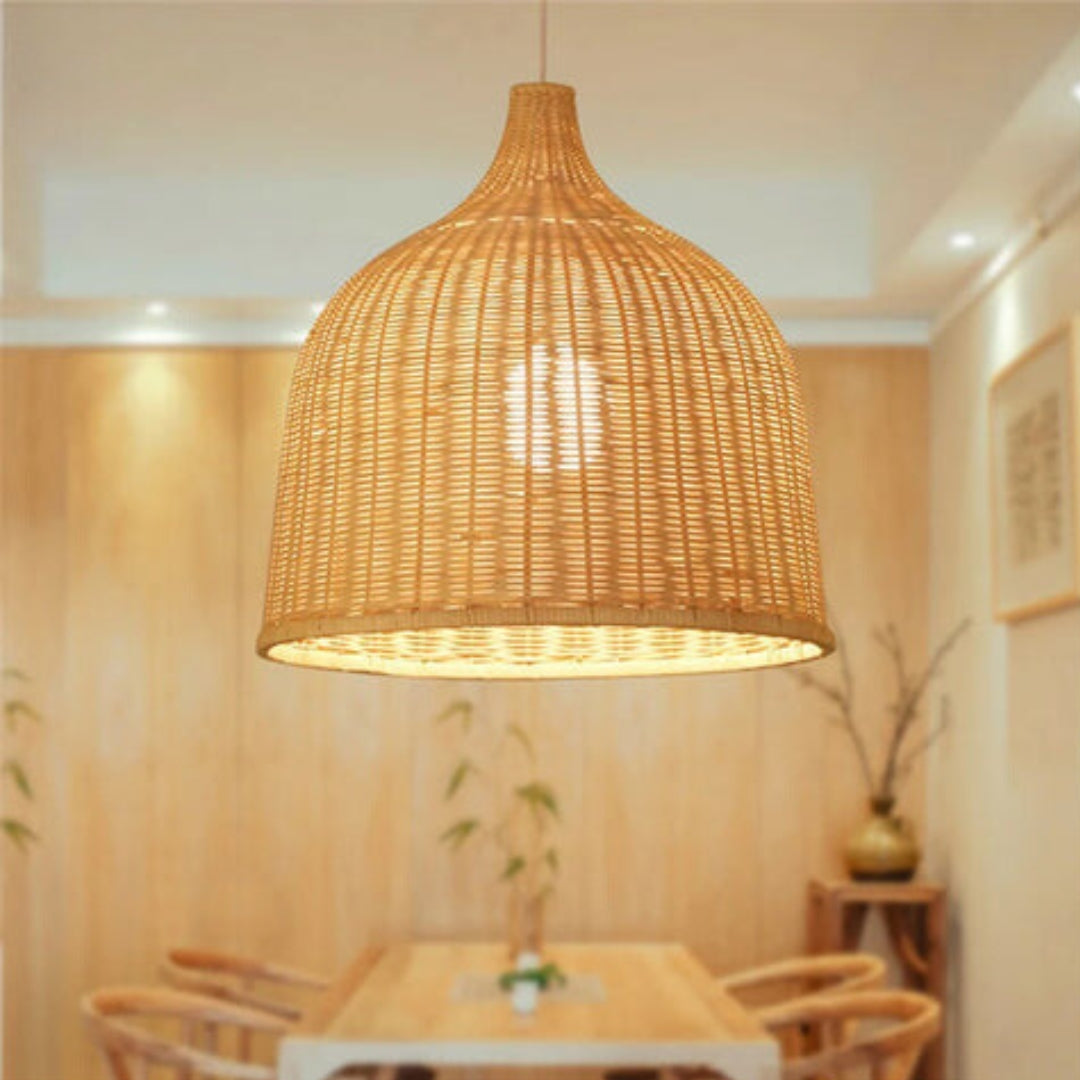 RusticGlow - Geflochtene Rattan Pendelleuchte Karnz