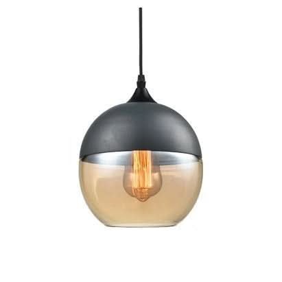 Handgeblasene Pendelleuchte aus Glas und Holz, verstellbar